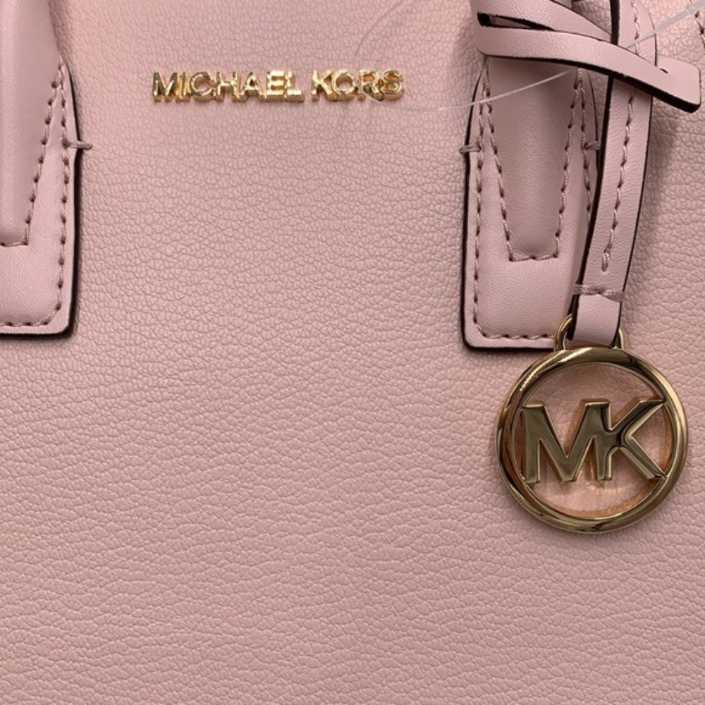 Michael Kors Avril Small Leather Top-Zip Satchel Powder Blush color - Picture 3 of 16